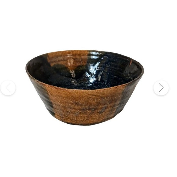 Pottery Bowl Neutral Earthy Browns Half Half Dip Glazed Signed Artisan Vintage - Picture 2 of 12